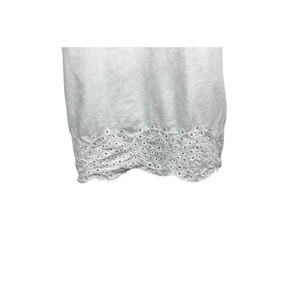 Lands End White Ivory Linen V-Neck Keyhole Eyelet 3/4 Sleeve Tunic Blouse Top XS - Picture 5 of 12